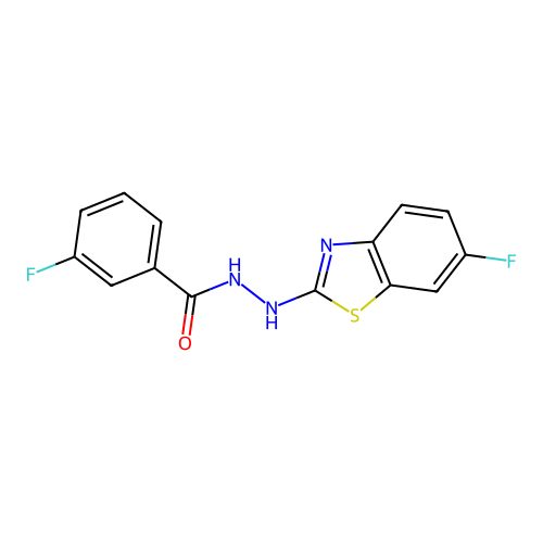3-fluoro-N'-(6-fluoro-1,3-benzothiazol-2-yl)benzohydrazide structure
