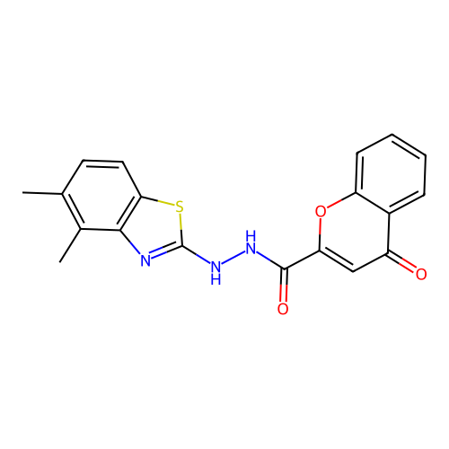 N'-(4,5-dimethyl-1,3-benzothiazol-2-yl)-4-oxochromene-2-carbohydrazide structure