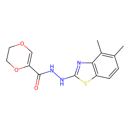 N'-(4,5-dimethylbenzo[d]thiazol-2-yl)-5,6-dihydro-1,4-dioxine-2-carbohydrazide structure