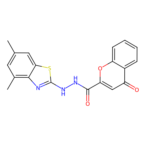 N'-(4,6-dimethyl-1,3-benzothiazol-2-yl)-4-oxochromene-2-carbohydrazide structure