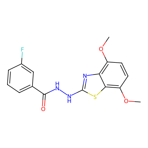 N'-(4,7-dimethoxy-1,3-benzothiazol-2-yl)-3-fluorobenzohydrazide structure