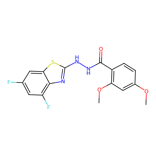 N'-(4,6-difluoro-1,3-benzothiazol-2-yl)-2,4-dimethoxybenzohydrazide structure