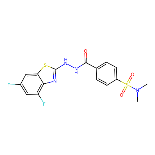 4-(2-(4,6-difluorobenzo[d]thiazol-2-yl)hydrazinecarbonyl)-N,N-dimethylbenzenesulfonamide structure