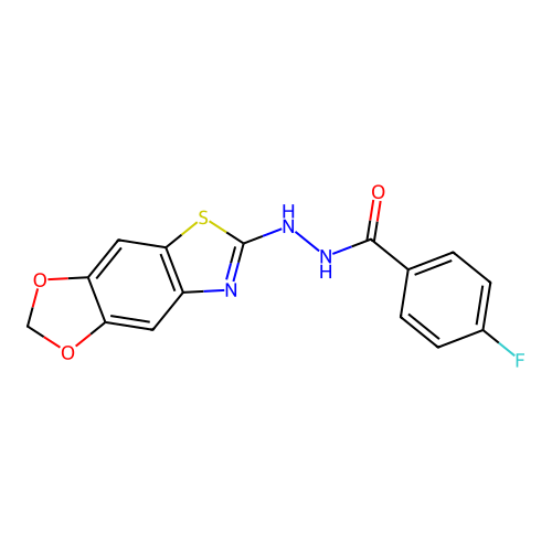 N'-([1,3]dioxolo[4,5-f][1,3]benzothiazol-6-yl)-4-fluorobenzohydrazide structure