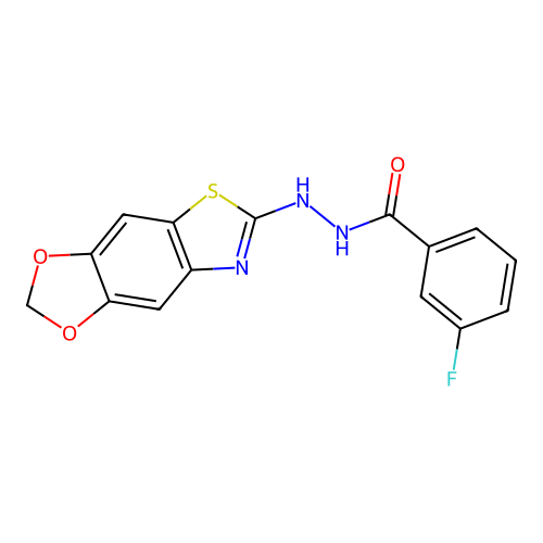 N'-([1,3]dioxolo[4,5-f][1,3]benzothiazol-6-yl)-3-fluorobenzohydrazide structure