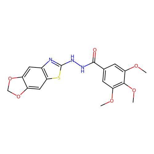 N'-([1,3]dioxolo[4,5-f][1,3]benzothiazol-6-yl)-3,4,5-trimethoxybenzohydrazide structure