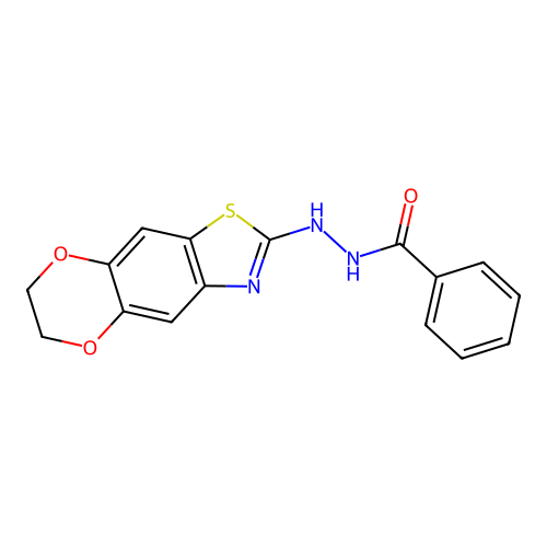 N'-(6,7-dihydro-[1,4]dioxino[2,3-f][1,3]benzothiazol-2-yl)benzohydrazide structure
