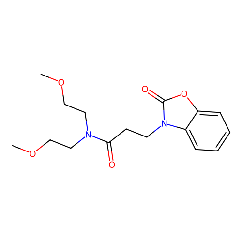 N,N-bis(2-methoxyethyl)-3-(2-oxo-1,3-benzoxazol-3-yl)propanamide structure
