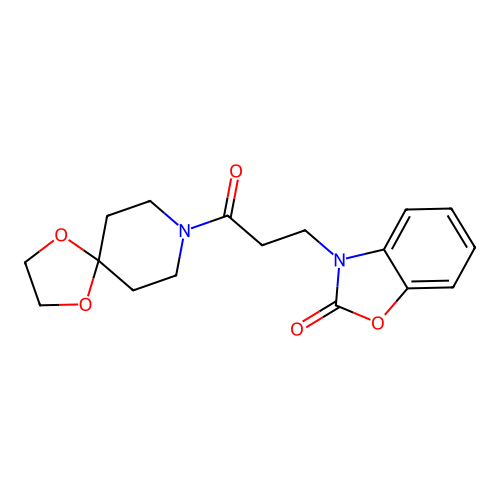 3-(3-oxo-3-(1,4-dioxa-8-azaspiro[4.5]decan-8-yl)propyl)benzo[d]oxazol-2(3H)-one structure