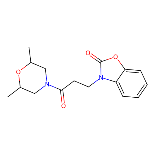 3-(3-(2,6-dimethylmorpholino)-3-oxopropyl)benzo[d]oxazol-2(3H)-one structure