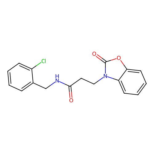 N-[(2-chlorophenyl)methyl]-3-(2-oxo-1,3-benzoxazol-3-yl)propanamide structure