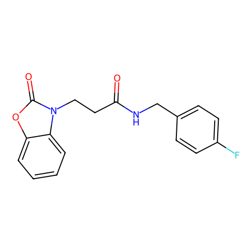 N-[(4-fluorophenyl)methyl]-3-(2-oxo-1,3-benzoxazol-3-yl)propanamide structure