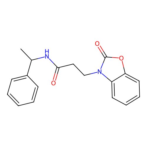 3-(2-oxo-1,3-benzoxazol-3(2H)-yl)-N-(1-phenylethyl)propanamide structure