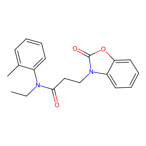N-ethyl-N-(2-methylphenyl)-3-(2-oxo-1,3-benzoxazol-3-yl)propanamide structure