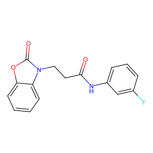 N-(3-fluorophenyl)-3-(2-oxo-1,3-benzoxazol-3(2H)-yl)propanamide structure