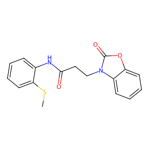 N-[2-(methylsulfanyl)phenyl]-3-(2-oxo-1,3-benzoxazol-3(2H)-yl)propanamide structure