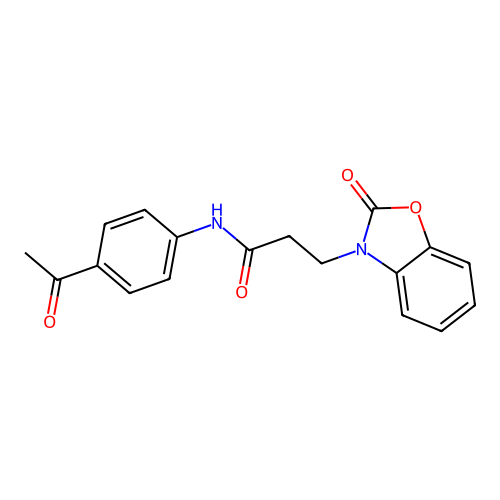 N-(4-acetylphenyl)-3-(2-oxo-1,3-benzoxazol-3-yl)propanamide structure