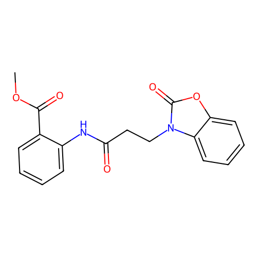 methyl 2-{[3-(2-oxo-1,3-benzoxazol-3(2H)-yl)propanoyl]amino}benzoate structure