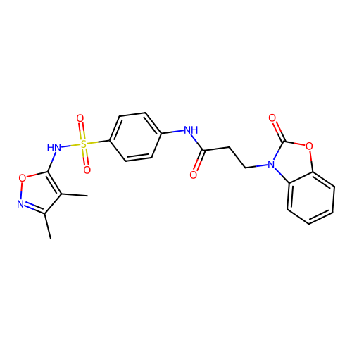 N-{4-[(3,4-dimethyl-1,2-oxazol-5-yl)sulfamoyl]phenyl}-3-(2-oxo-2,3-dihydro-1,3-benzoxazol-3-yl)propanamide structure