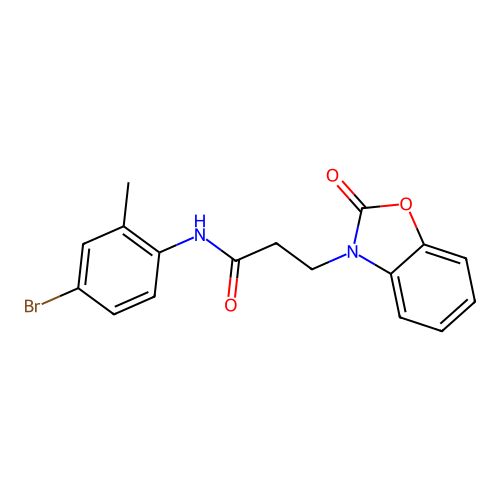 N-(4-bromo-2-methylphenyl)-3-(2-oxo-2,3-dihydro-1,3-benzoxazol-3-yl)propanamide structure