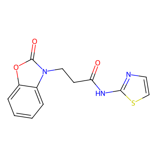 3-(2-oxo-1,3-benzoxazol-3(2H)-yl)-N-1,3-thiazol-2-ylpropanamide structure
