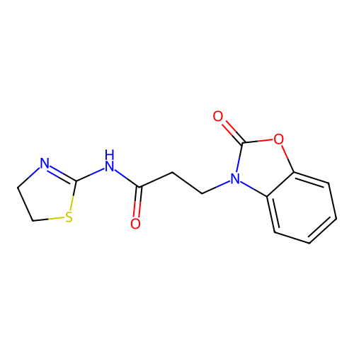 N-(4,5-dihydro-1,3-thiazol-2-yl)-3-(2-oxo-1,3-benzoxazol-3-yl)propanamide structure