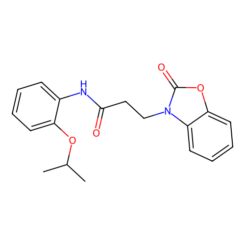3-(2-oxo-1,3-benzoxazol-3-yl)-N-(2-propan-2-yloxyphenyl)propanamide structure
