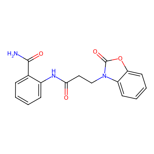 2-(3-(2-oxobenzo[d]oxazol-3(2H)-yl)propanamido)benzamide structure