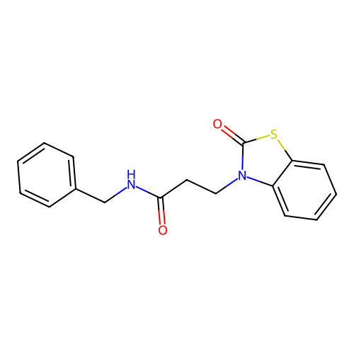 N-benzyl-3-(2-oxo-2,3-dihydro-1,3-benzothiazol-3-yl)propanamide structure