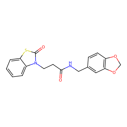 N-(1,3-benzodioxol-5-ylmethyl)-3-(2-oxo-1,3-benzothiazol-3(2H)-yl)propanamide structure