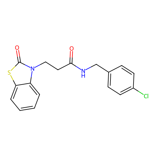 N-[(4-chlorophenyl)methyl]-3-(2-oxo-2,3-dihydro-1,3-benzothiazol-3-yl)propanamide structure