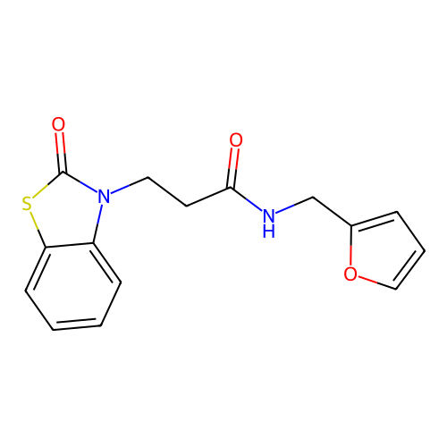 N-(furan-2-ylmethyl)-3-(2-oxo-1,3-benzothiazol-3-yl)propanamide structure
