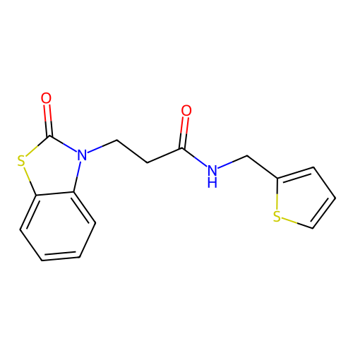 3-(2-oxo-1,3-benzothiazol-3-yl)-N-(thiophen-2-ylmethyl)propanamide structure