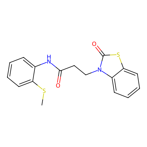 N-[2-(methylthio)phenyl]-3-(2-oxo-1,3-benzothiazol-3(2H)-yl)propanamide structure