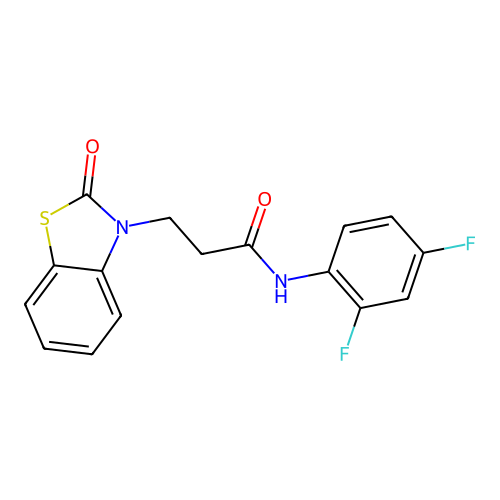 N-(2,4-difluorophenyl)-3-(2-oxo-2,3-dihydro-1,3-benzothiazol-3-yl)propanamide structure