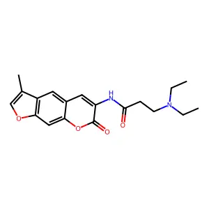 Propanamide, 3-(diethylamino)-N-(3-methyl-7-oxo-7H-furo(3,2-g)(1)benzopyran-6-yl)- structure
