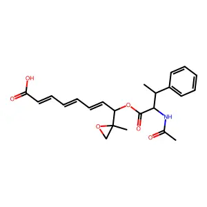 (2E,4E,6E)-8-(2-acetamido-3-phenyl-butanoyl)oxy-8-(2-methyloxiran-2-yl)octa-2,4,6-trienoic Acid structure
