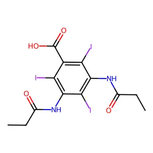 2,4,6-Triiodo-3,5-bis((1-oxopropyl)amino)benzoic acid structure