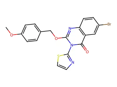 4(3H)-Quinazolinone, 6-bromo-2-((4-methoxyphenyl)methoxy)-3-(2-thiazolyl)- structure