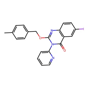 4(3H)-Quinazolinone, 6-iodo-2-((4-methylphenyl)methoxy)-3-(2-pyridinyl)- structure