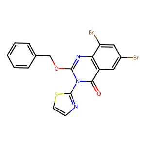 4(3H)-Quinazolinone, 6,8-dibromo-2-(phenylmethoxy)-3-(2-thiazolyl)- structure