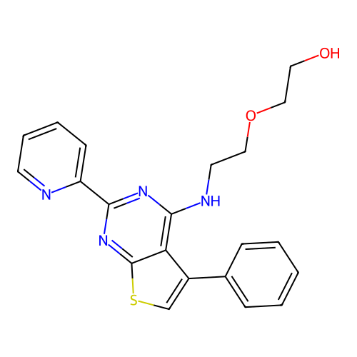 2-[2-[[5-Phenyl-2-(2-pyridinyl)thieno[2,3-d]pyrimidin-4-yl]amino]ethoxy]ethanol structure