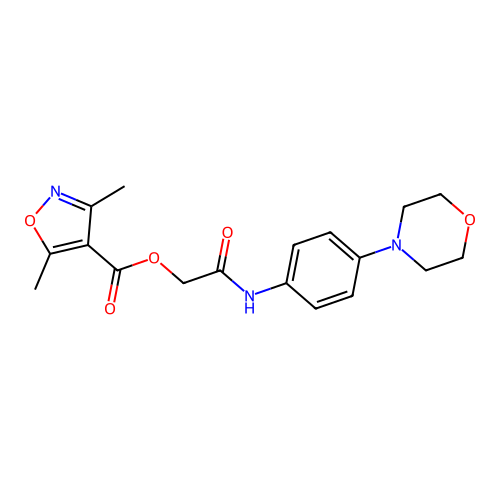[2-(4-Morpholin-4-ylanilino)-2-oxoethyl] 3,5-dimethyl-1,2-oxazole-4-carboxylate structure