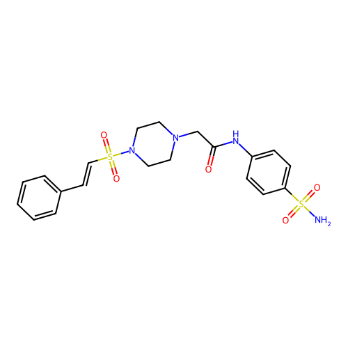 2-[4-(2-phenylethenesulfonyl)piperazin-1-yl]-N-(4-sulfamoylphenyl)acetamide structure