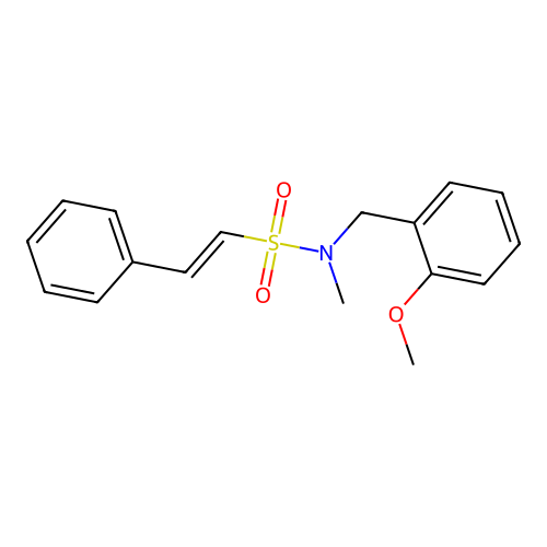 N-[(2-methoxyphenyl)methyl]-N-methyl-2-phenylethene-1-sulfonamide structure