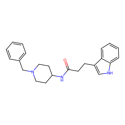 N-(1-benzylpiperidin-4-yl)-3-(1H-indol-3-yl)propanamide structure