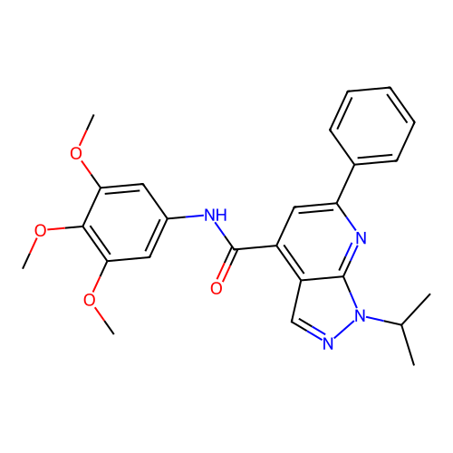 6-phenyl-1-propan-2-yl-N-(3,4,5-trimethoxyphenyl)pyrazolo[3,4-b]pyridine-4-carboxamide structure
