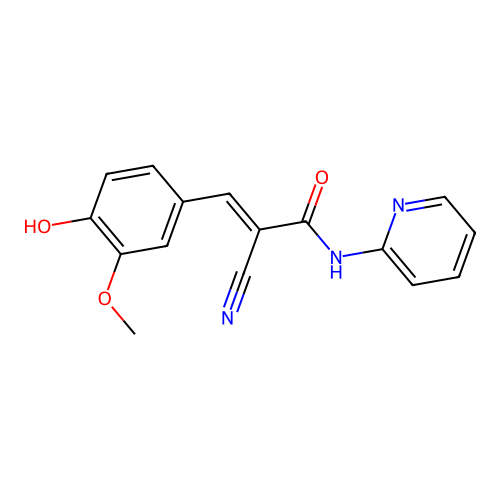 2-cyano-3-(4-hydroxy-3-methoxyphenyl)-N-(pyridin-2-yl)prop-2-enamide structure