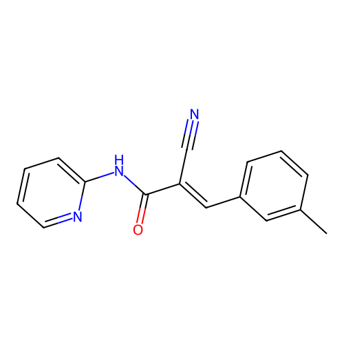 2-cyano-3-(3-methylphenyl)-N-(pyridin-2-yl)prop-2-enamide structure