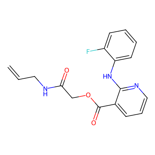 [2-Oxo-2-(prop-2-enylamino)ethyl] 2-(2-fluoroanilino)pyridine-3-carboxylate structure